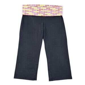 Y2K Vintage Victoria’s Secret PINK Black Fold Over Yoga Crop Leggings AMAZING L